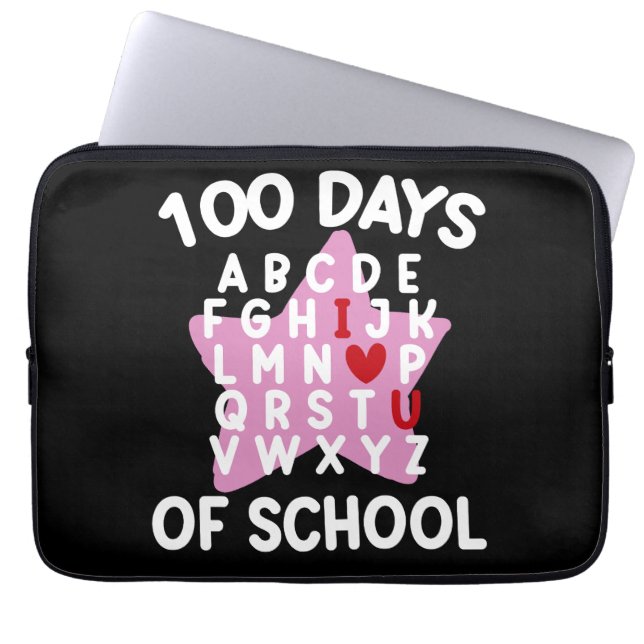 100 dagen van school alfabet 100e dag leraar laptop sleeve (Voorkant)