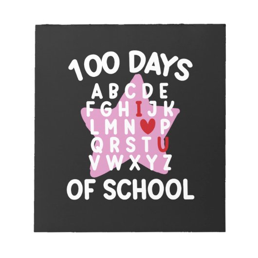 100 dagen van school alfabet 100e dag leraar notitieblok (Voorkant)