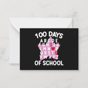 100 dagen van school alfabet 100e dag leraar notitiekaartje