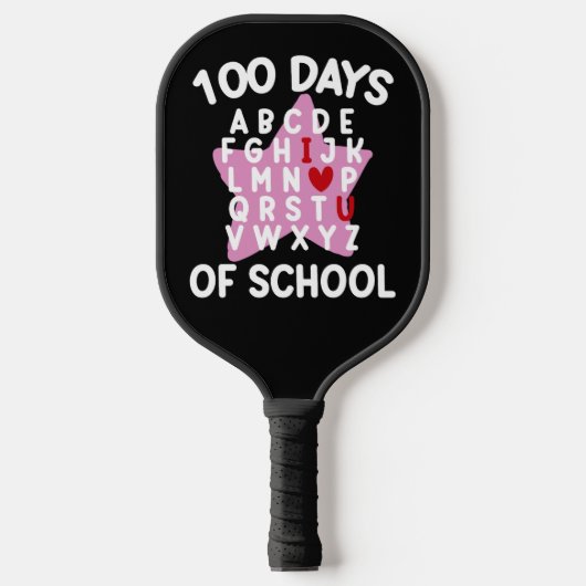 100 dagen van school alfabet 100e dag leraar pickleball paddle (Voorkant)