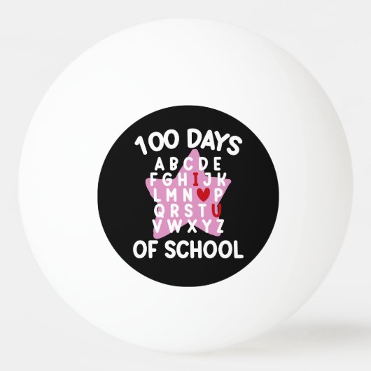 100 dagen van school alfabet 100e dag leraar pingpongbal (Voorkant)