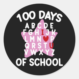 100 dagen van school alfabet 100e dag leraar ronde sticker