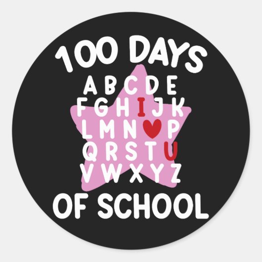 100 dagen van school alfabet 100e dag leraar ronde sticker (Voorkant)