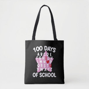 100 dagen van school alfabet 100e dag leraar tote bag