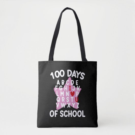 100 dagen van school alfabet 100e dag leraar tote bag (Voorkant)