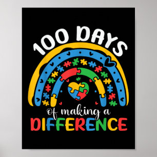 100 Dagen van School Autisme Bewustzijn 100ste Dag Poster