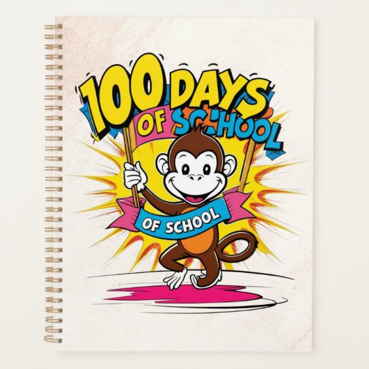 100 Dagen van School Celebration Fun Monkey Design Planner (Voorkant)
