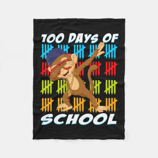 100 dagen van school Dabbing Monkey Fun Dierenvrie Fleece Deken (Voorkant)
