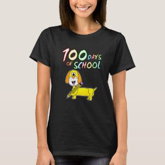 100 Dagen Van School Dachshund Hond Kleuterschool  T-shirt