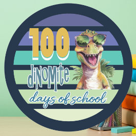 100 Dagen van School Dinosaur Leraar Ronde Sticker