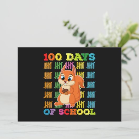 100 dagen van school eekhoorn leraar kaart (Staand voorkant)