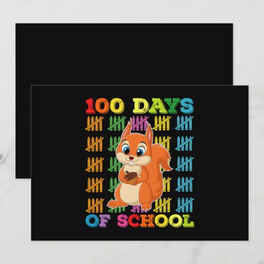 100 dagen van school eekhoorn leraar kaart (Voorkant / Achterkant)