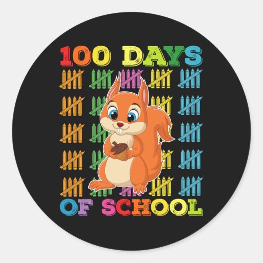 100 dagen van school eekhoorn leraar ronde sticker (Voorkant)