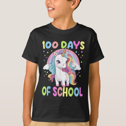 100 dagen van school eenhoorn regenboog leraar mei t-shirt (Voorkant)