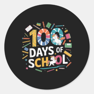 100 dagen van School Eenhoorn Thema Kinder Leraar Ronde Sticker