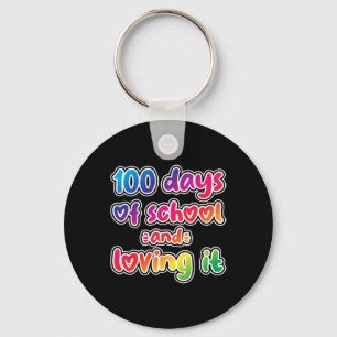 100 dagen van school en houden van het gelukkig 10 sleutelhanger
