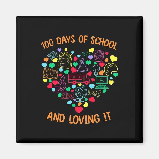 100 dagen van school en liefdevol hart met leraren magneet (Voorkant)