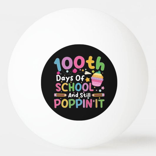 100 dagen van school en nog steeds poppin' meisje pingpongbal (Voorkant)