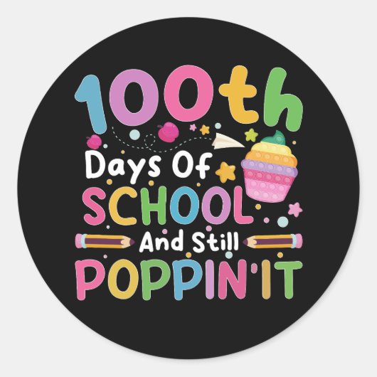 100 dagen van school en nog steeds poppin' meisje ronde sticker (Voorkant)