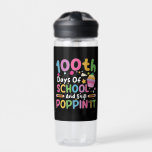 100 dagen van school en nog steeds poppin' meisje waterfles<br><div class="desc">100 dagen van school en nog steeds poppin 'eenhoorn meisje Pop het</div>