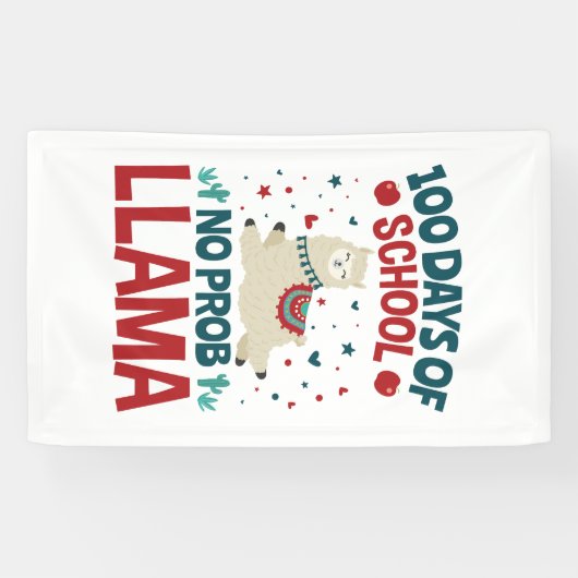 100 Dagen van School Geen Prob Llama Spandoek (Horizontaal)