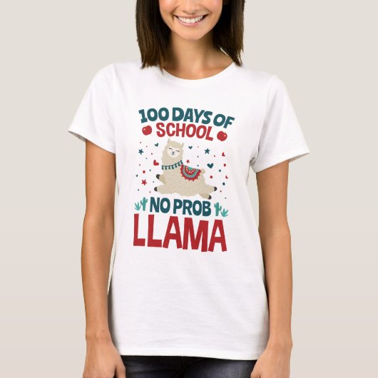 100 Dagen van School Geen Prob Llama T-shirt (Voorkant)