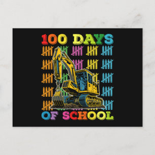 100 dagen van school graafmachine school leraar briefkaart