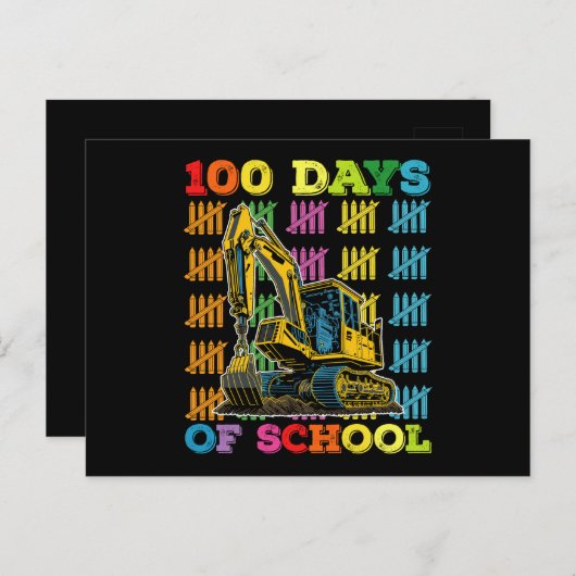 100 dagen van school graafmachine school leraar briefkaart (Voorkant / Achterkant)