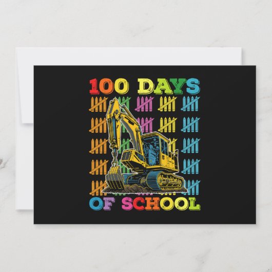 100 dagen van school graafmachine school leraar kaart (Voorkant)