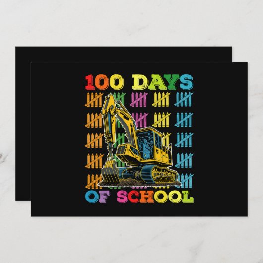 100 dagen van school graafmachine school leraar kaart (Voorkant / Achterkant)