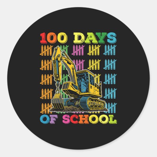 100 dagen van school graafmachine school leraar ronde sticker (Voorkant)