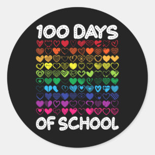 100 dagen van school hart liefde leraar of student ronde sticker