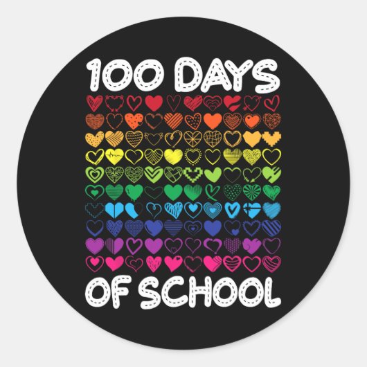 100 dagen van school hart liefde leraar of student ronde sticker (Voorkant)