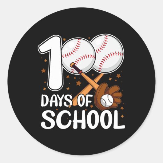 100 dagen van school honkbal coach honkbal student ronde sticker (Voorkant)