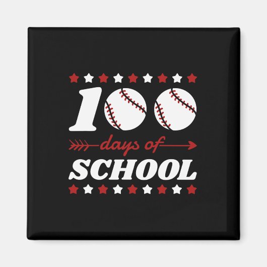 100 dagen van school honkbal liefhebbers magneet (Voorkant)