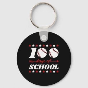 100 dagen van school honkbal liefhebbers sleutelhanger