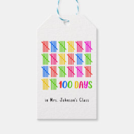 100 Dagen van School Kleurrijke Tally Mark Cadeaulabel
