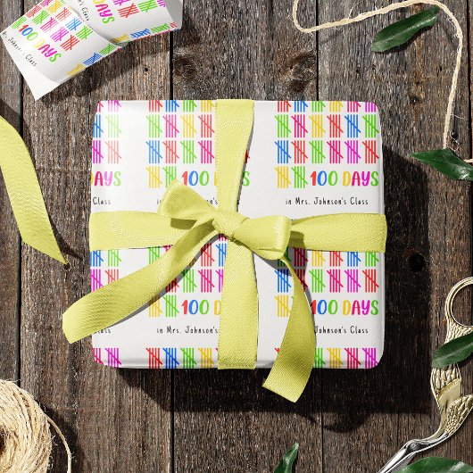 100 Dagen van School Kleurrijke Tally Mark Cadeaupapier