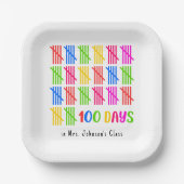 100 Dagen van School Kleurrijke Tally Mark Papieren Bordje (Voorkant)