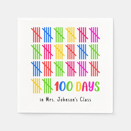 100 Dagen van School Kleurrijke Tally Mark Servet (Voorkant)