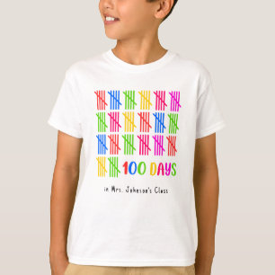 100 Dagen van School Kleurrijke Tally Mark T-shirt