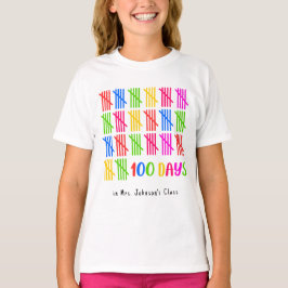 100 Dagen van School Kleurrijke Tally Mark T-shirt