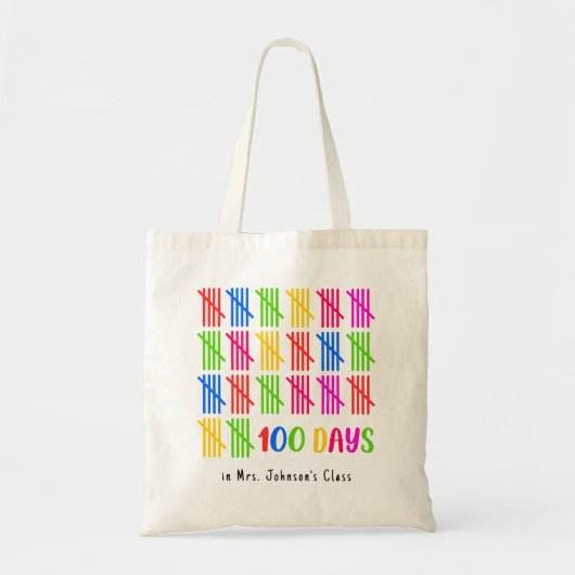 100 Dagen van School Kleurrijke Tally Mark Tote Bag (Voorkant)