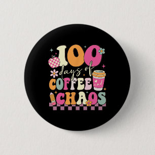 100 dagen van school koffie liefhebber 100ste dag  ronde button 5,7 cm