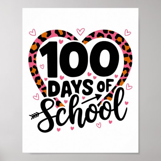 100 dagen van School Leopard Hart Vrouwen Meisjes Poster (Voorkant)