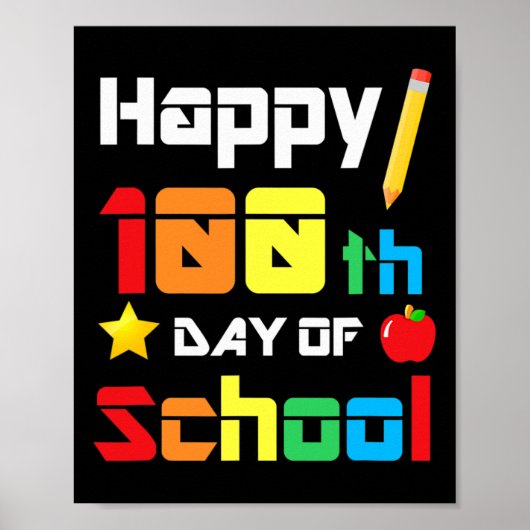 100 dagen van school leraar leuke school poster (Voorkant)