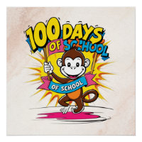 100 Dagen van School Leuk Cartoon Monkey Design