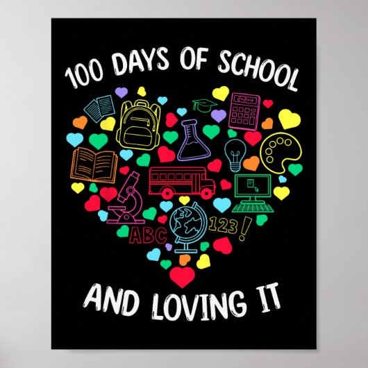 100 dagen van school liefdevol hart leraar 100th D Poster (Voorkant)