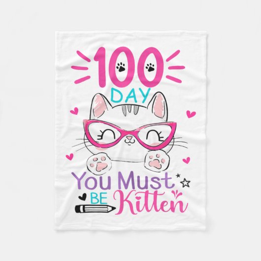 100 dagen van school moet je kitten kat 100 dagen fleece deken (Voorkant)