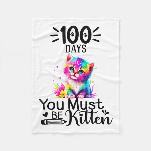 100 dagen van school moet je kitten kat 100 dagen fleece deken (Voorkant)